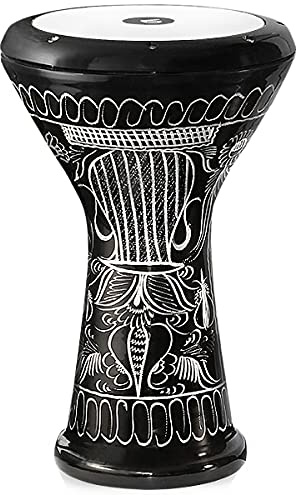Doumbek Darbuka - Tambor de mano (21,6 cm), diseño de emporio turco, color negro