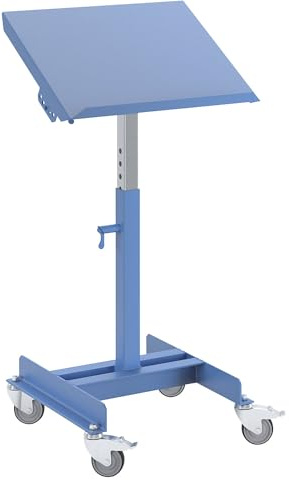 eurokraft pro | Materialständer | Tragfähigkeit 150 kg, fahrbar, Höhenverstellbereich 720 - 1050 mm, Höhenverstellung durch Arretierung mit Federriegel