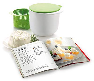 Lékué Kit Para Elaborar Queso Fresco casero con libro de recetas, Blanco/Verde, Talla única