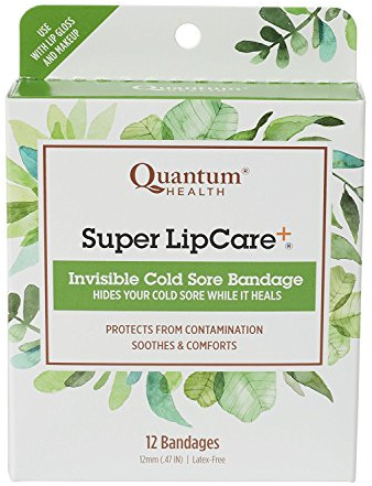 Quantum Health Super LipCare+ Invisible Cold Sore/Fever Blister Bandages - Soothes and Protects, Helps Prevent Contamination and Hide Sores, 12 Ct