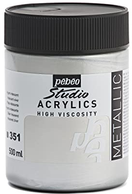 Pebeo Studio Acrylfarbe, 500 ml, Irisierendes Silber