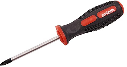 Amtech No.1 Pozi 7.5 cm Screwdriver, Chrome Vanadium Steel with Magnetised Tip and Soft-Grip Handle for Precision DIY and Assembly Tasks