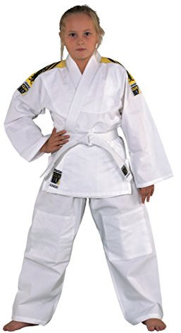 Kwon Judoanzug Junior mit Schulterstreifen, weiß, 551302, Gr.140