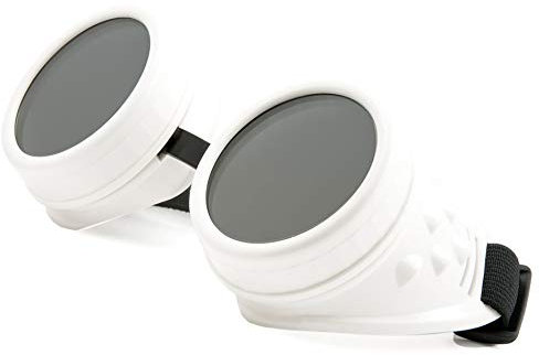 Welding Cyber Goggles Steampunk Welding Goth Cosplay Protective Glasses Cosplay Goth Antique Victorian with Spikes - white -