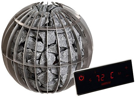 Sauna Poêle Électrique Harvia Globe GL70 6,9 kW acier inoxydable, avec l'unité de contrôle séparé, Taille de sauna: 6 - 10 m³ , Tension 400 V 3N