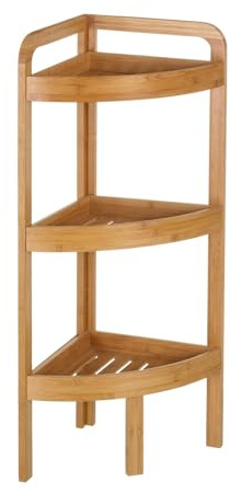 Lola Home Estantería de rincón nórdica marrón de bambú para baño Sol Naciente, 29x29x85 cm (7584)