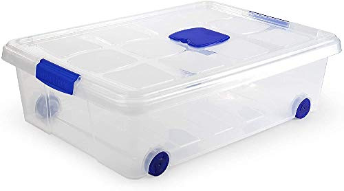 PLASTIC FORTE, Caja de almacenamiento, Multicolor, 31 litros, con ruedas