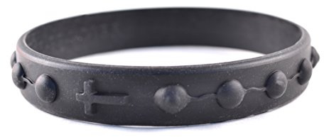 Goods For Giving · Silicone Rosary Decade Wristbands · Black · 3 Pack · Size 8'' · Safe, Comfortable, Versatile