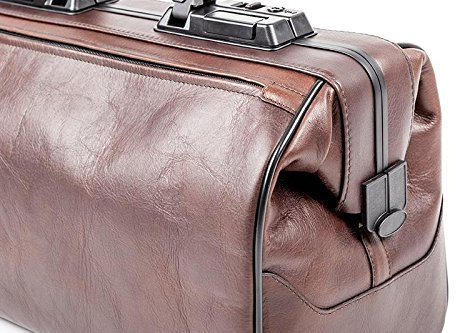 Arzttasche RUSTICANA braun klein 2 Vortaschen Rindsleder