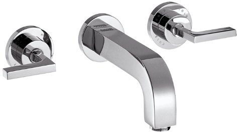 AXOR Wasserhahn Citterio 3-Loch Waschtischarmatur Unterputz, Auslauf Höhe 222mm, Wandmontage, Chrom