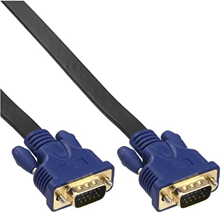InLine 17723F S-VGA Flachkabel 15-polig HD Stecker auf Stecker 7, 5m Schwarz