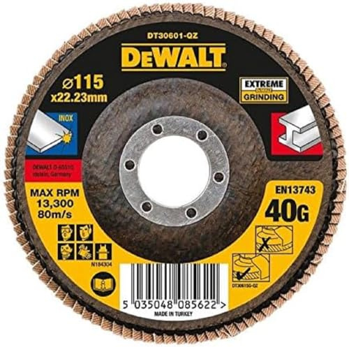 DeWalt, DISCHI LAMELLARI EXTREME PIATTI, PER SUPERFICI CON ANGOLAZIONE FINO A 15° Ø 115mm X 40G Extreme