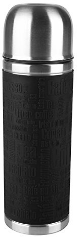 Emsa Senator Sleeve | Schwarz | 0,5 L Thermo-/Isolierflaschen | Edelstahl, 8 x 8 x 24 cm | Hält 4h heiß / 8h kalt | 100% dicht
