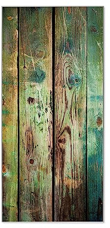 banjado® Magnettafel 37 x 78cm / Magnetwand aus Metall/Magnetpinnwand als Memoboard/Pinnwand Magnettafel Küche, Büro, Kinderzimmer inkl. 4 Magnete & Montageset - Motiv Grünes Holz