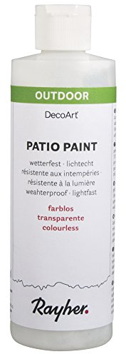 Rayher patio paint, vernice acrilica per esterni, base trasparente, resistente alle intemperie, 236ml, 38611702
