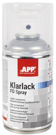 APP Klarlack FD Spray - Barniz 2K spray | Barniz para faros de coche (policarbonato) - Muy buen flujo, alto brillo, gran transparencia, resistente a la intemperie a largo plazo | 250 ml