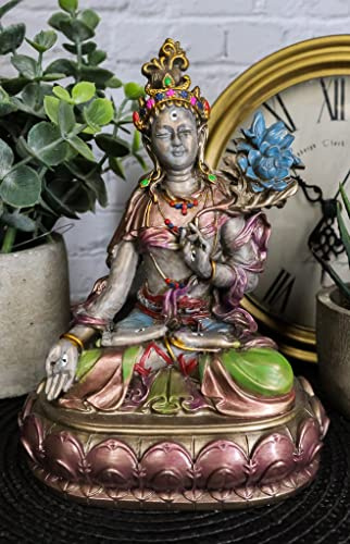 Ebros Bodhisattva weiß Tara Statue Göttin des Mitgefühls und Heilung meditierend auf Lotus Sitz Thron Buddha Skulptur Eastern Erleuchtung Buddhismus Figur