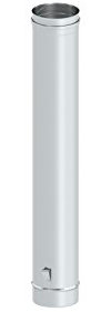 Schornstein - Längenelement 1000 mm mit Ablassschlaufe, 130mm Durchmesser, 0,6mm Wandstärke, Edelstahl