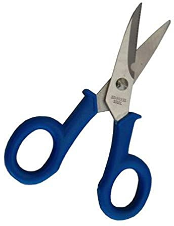 Electraline 59100 Forbici da Elettricista con Lama Dritta in Acciaio Inox, Blu/Argento