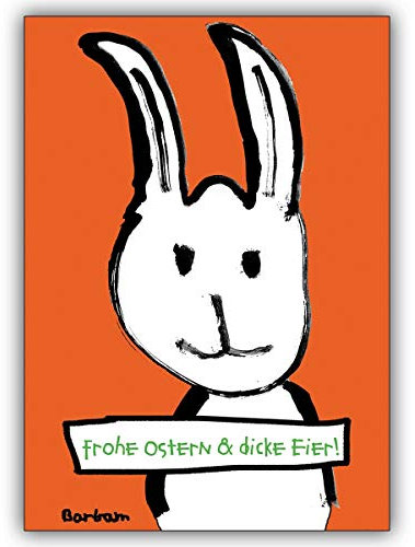 4 Osterkarten (4er Set): Lustige Osterkarte mit frechem Osterhasen: Frohe Ostern und dicke Eier • nette, hochwertige Oster Grüße im Set mit Umschlägen als liebe Geschenkkarte, Gutschein