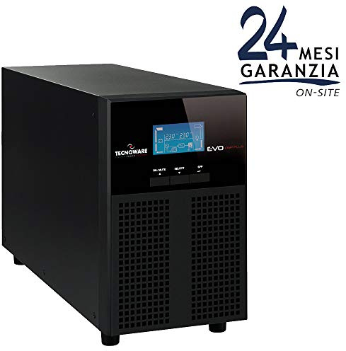 Tecnoware EVO DSP PLUS 2.4 MM Gruppo di Continuità, Potenza 2400 VA, Tecnologia On Line Doppia Conversione, Autonomia fino a 30 min, Bypass, Software per UPS TecnoManager Win/Mac, Nero