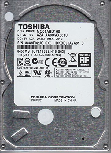 Toshiba MQ01ABD100 - Disco duro (1 TB, SATA II, 2,5, 5400 rpm, 9,5 mm)