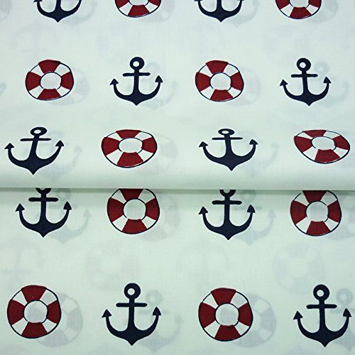 Ein Stück 50 cm x 160 cm einfacher schicker Anker Rettungsring bedruckt 100% Baumwolle Stoff für Heimdekoration Nähen Kissen Bettwäsche Textil