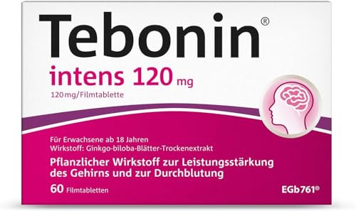 Tebonin intens 120 mg Filmtabletten zur Leistungsstärkung des Gehirns und zur Durchblutung, 60 St. Tabletten