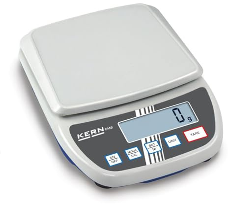 KERN Low-Cost-Laborwaage mit Großer Wägeplatte, 3000g Wägebereich, 0,01g Ablesbarkeit, 0,02g Reproduzierbarkeit, 0,05g Linearität