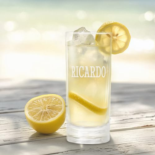 Longdrinkglas mit Gravur Personalisierbar mit Namen - Longdrinkglas Graviert mit Namen: Personalisierbar mit Text, Verschiedenen Designs und Schriftarten