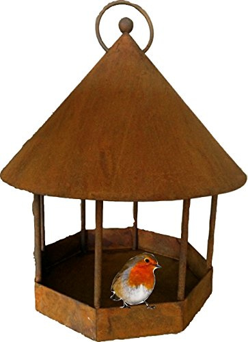 Vogelhaus Vogelfutterhaus groß aus Rost zum hängen Ø 25 cm, 30 cm hoch Futterstelle Vogelfutterstation