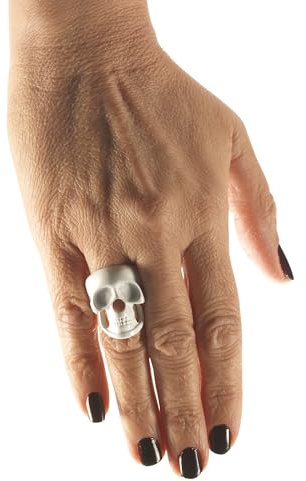 Bristol Novelty 73610 Bague tête de mort squelette, argenté, 1 pièce, taille unique Halloween