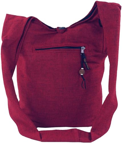 GURU SHOP Sadhu Bag, Goa Tasche, Schulterbeutel aus Baumwolle, Unisex | Grob gewebte Baumwolle, Handytasche, zusätzliche Innentasche, Schultergurt ca. 115 cm