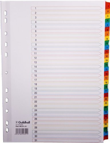 Guidhall A4 Mehrfarbig Mylar-Register 1–31 (MCD1–31)