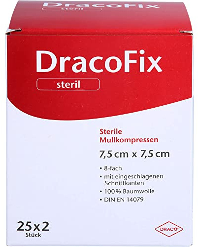DRACOFIX PEEL Kompressen 7,5x7,5 cm steril 8fach 25X2 St