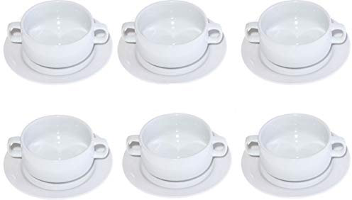 TAMLED Suppentasse 0,26 l mit Henkelgriffen + Untertasse SET zu 6 Stück Hotelporzellan