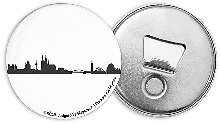 44spaces Köln Flaschenöffner Kühlschrankmagnet - Kapselheber Bieröffner, Rund Magnetisch Schwarz