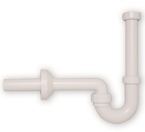 Schläfer 4395101 | Sifone a S per Lavabo Bagno, Lavandino Cucina e Lavatoio Lavanderia, Attacco Universale 11/4, Tubo Scarico Diametro 32mm, Sifone Anche per Bidet, in Polipropilene Bianco