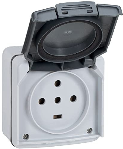 Legrand Plexo LEG91437 Wasserdichte Steckdose (IP 55), 3 Kontakte, Schutzleiter und Nullleiter, 20 A