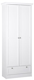 Landhaus Schrank - Mehrzweckschrank Schuhschrank (B/H/T: 80 x 200 x 39), weiß, Möbelgriffe antik
