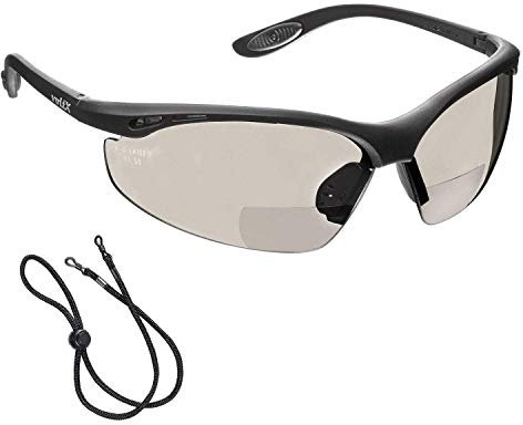 voltX 'CONSTRUCTOR' (ESPEJO dioptría +1.5) Gafas de Seguridad de Lectura BIFOCALES que cumplen con la CE EN166F / Gafas para Ciclismo incluye cuerda de seguridad - Reading Safety Glasses