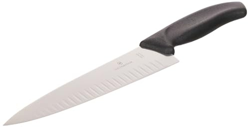Victorinox, Swiss Classic, Profi Tranchiermesser, Extra Scharfe Klinge, Kullenschliff, 20 cm, Robuster Kunststoffgriff, Rostfreier Stahl, schwarz | Fleischmesser mit extra scharfer, breiter Klinge aus rostfreiem Stahl für Fleisch, Braten und Gemüse, Swiss Made