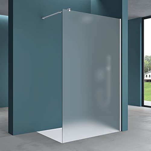 Mai & Mai Box Doccia Walk-In 100x200cm, Parete Doccia in Vetro Smerigliato 8mm Braccio di Sostegno 70-120cm Vetro di Sicurezza ESG con Rivestimento Nano BRAM3 Bremen01VS