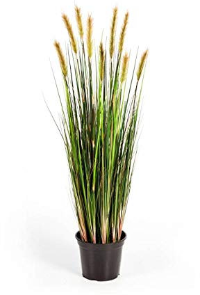artplants.de Künstliches Fuchsschwanzgras, gelb Rispen, weiß - grün, 90cm - Kunst Gras - Grasbüschel