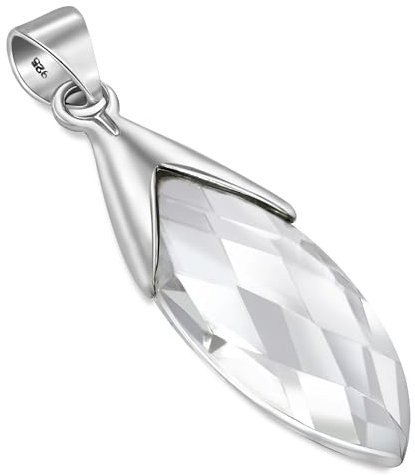 Unique Gems Damen Kettenanhänger echter Bergkristall 8.6 Karat 925 Sterling Silber Silberanhänger Art Nouveau Kristall Juweliers- Qualität