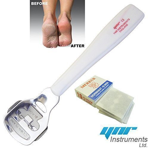 YNR CALLOS Maíz Duro QUITA Pieles MUERTAS Cortador Afeitadora pedicura pie Herramienta + 10 cuchillas (Solingen Alemania Modelo)