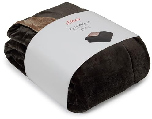 s.Oliver Doublesoft Kuscheldecke 150x200 - super kuschelig & warm, Polyesterflausch Decke Dunkelbraun braun