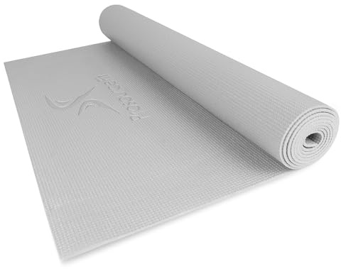 ProsourceFit Classic Yoga Mat 1/8” (3mm) Thick, Extra Long 72-inch Lightweight Fitness Mat with Non-Slip Grip for Yoga, Pilates, Exercise, Gris