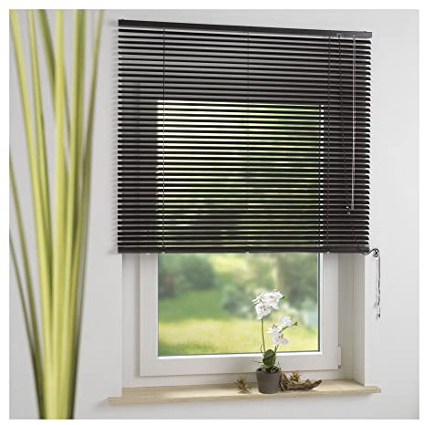 Liedeco Aluminium Jalousie 220 cm breit x 160 cm hoch Mocca Dunkelbraun Braun Alu Lamellen Metall Rollo Jalousette Fensterjalousie
