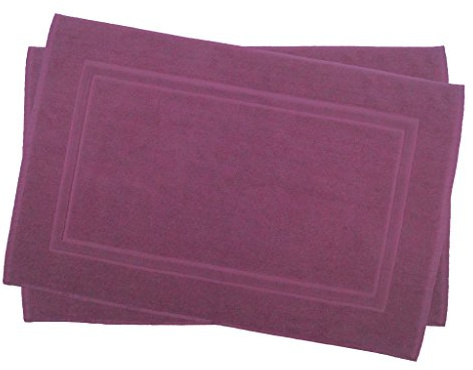 Julie Julsen 2er Pack 50 x 80 cm Badvorleger in Premium Qualität 900 gm2 in aktuellen Farben und 4 Größen aus Baumwolle Badematte Badteppich Duschvorleger Design Doppel Rahmen Lila
